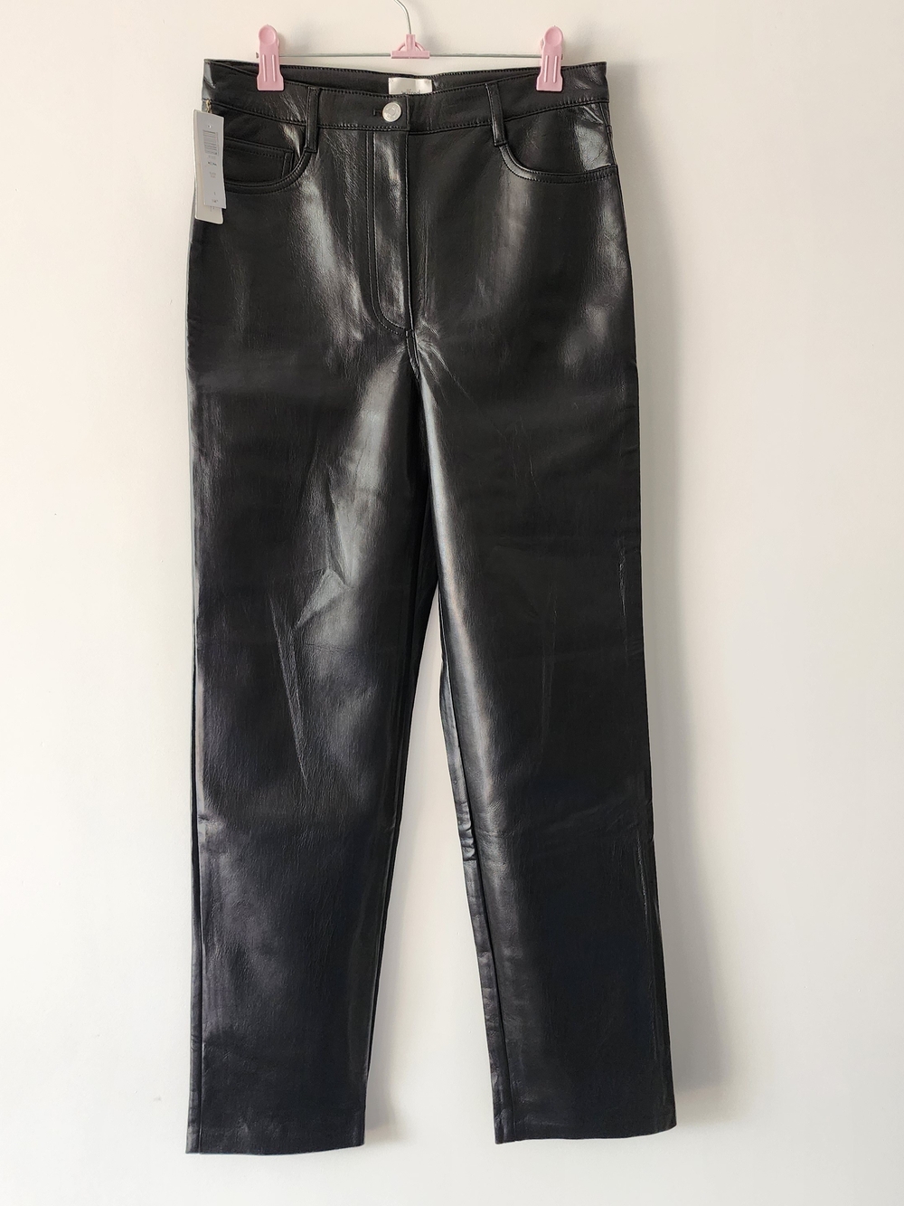 Wilfred Aritzia Melina Faux Leather Pants 6 Black High Rise NWT Minimalist Trend